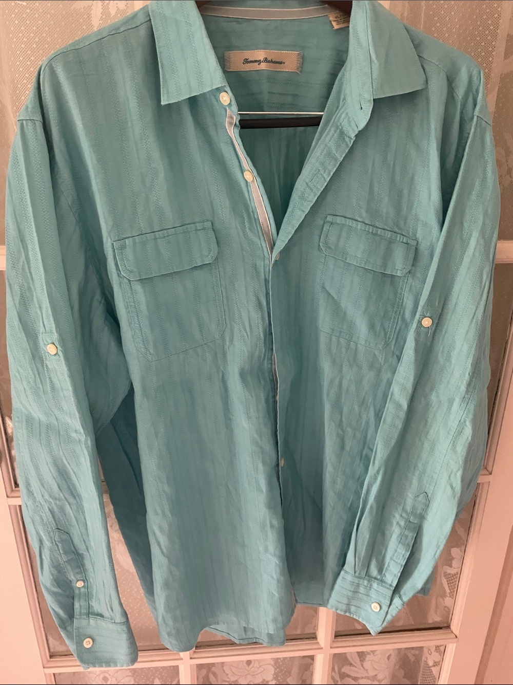 Tommy Bahama Men's Aqua Button-Down Casual Shirt